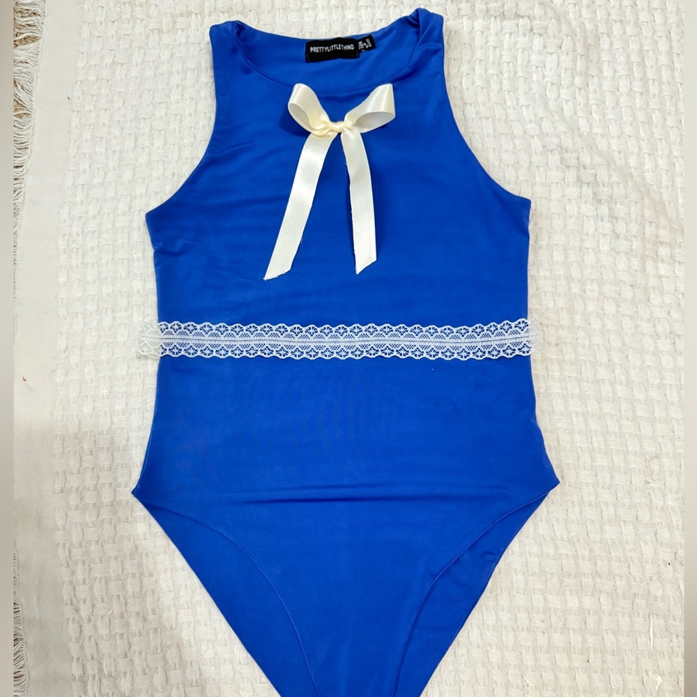 Charlotte Bodysuit - Handcrafted Royal Blue bodysuit with satin bow